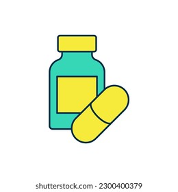 Filled outline Sleeping pill icon isolated on white background.  Vector