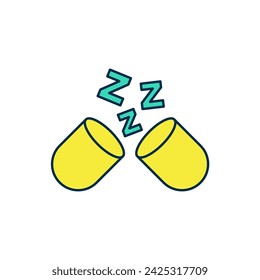 Filled outline Sleeping pill icon isolated on white background.  Vector