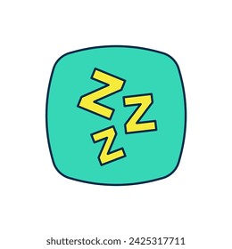 Filled outline Sleepy icon isolated on white background. Sleepy zzz talk bubble.  Vector