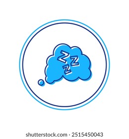 Filled outline Sleepy icon isolated on white background. Sleepy zzz talk bubble.  Vector