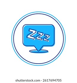 Filled outline Sleepy icon isolated on white background. Sleepy zzz talk bubble.  Vector