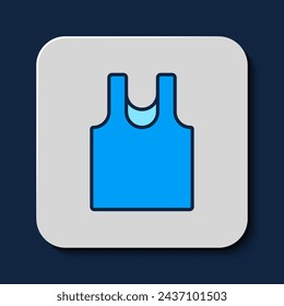 Icono de camiseta sin mangas aislado sobre fondo azul.  Vector