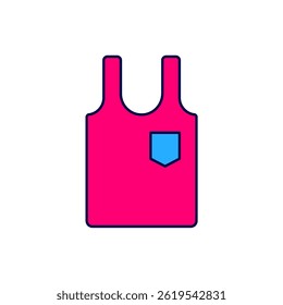 Filled outline Sleeveless T-shirt icon isolated on white background.  Vector