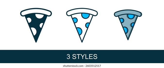 Filled outline Slice of pizza icon isolated on white background. Fast food menu.  Vector