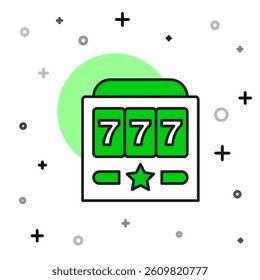 Filled outline Slot machine with lucky sevens jackpot icon isolated on white background.  Vector
