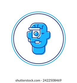 Esbozo relleno Gafas inteligentes montadas sobre el icono de los espectáculos aislados sobre fondo blanco. Gafas inteligentes de electrónica con cámara y pantalla.  Vector