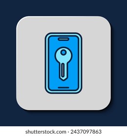 Filled outline Smart key icon isolated on blue background.  Vector