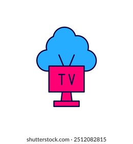 Filled outline Smart Tv icon isolated on white background. Television sign.  Vector