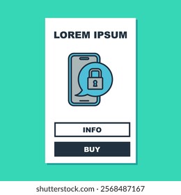 Filled outline Smartphone with closed padlock icon isolated on turquoise background. Phone with lock. Mobile security, safety, protection concept.  Vector