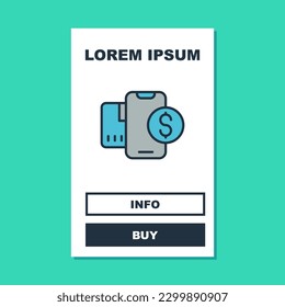 Filled outline Smartphone with dollar symbol icon isolated on turquoise background. Online shopping concept. Financial mobile phone icon. Online payment.  Vector