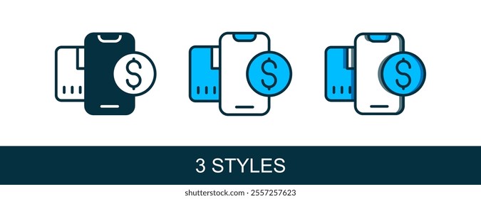 Filled outline Smartphone with dollar symbol icon isolated on white background. Online shopping concept. Financial mobile phone icon. Online payment.  Vector