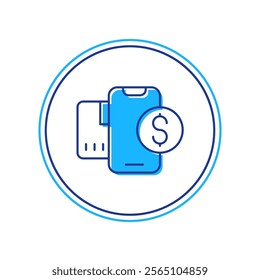 Filled outline Smartphone with dollar symbol icon isolated on white background. Online shopping concept. Financial mobile phone icon. Online payment.  Vector