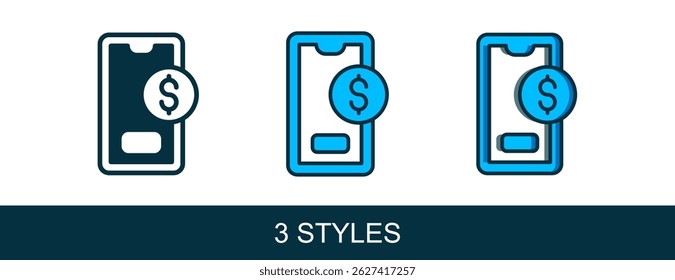 Filled outline Smartphone with dollar symbol icon isolated on white background. Online shopping concept. Financial mobile phone icon. Online payment.  Vector