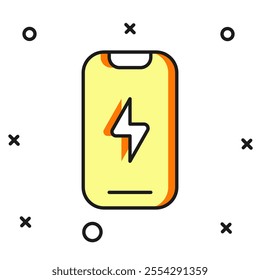 Filled outline Smartphone, mobile phone icon isolated on white background. Flat filled outline style with shadow. Vector