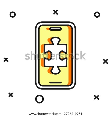 Filled outline Smartphone and playing in game icon isolated on white background. Mobile gaming concept. Flat filled outline style with shadow. Vector