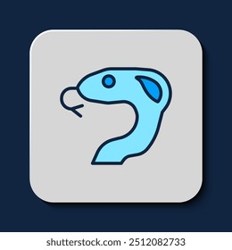 Filled outline Snake icon isolated on blue background.  Vector