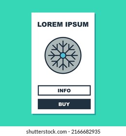 Filled outline Snowflake icon isolated on turquoise background. Merry Christmas and Happy New Year.  Vector