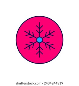 Filled outline Snowflake icon isolated on white background. Merry Christmas and Happy New Year.  Vector