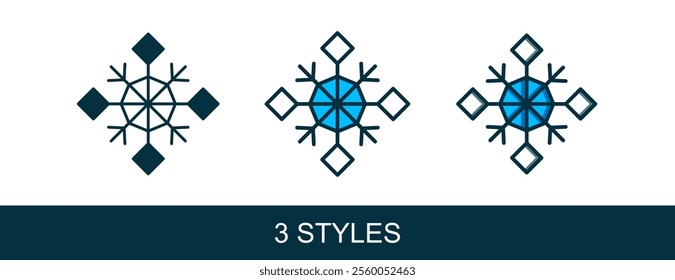Filled outline Snowflake icon isolated on white background. Merry Christmas and Happy New Year.  Vector