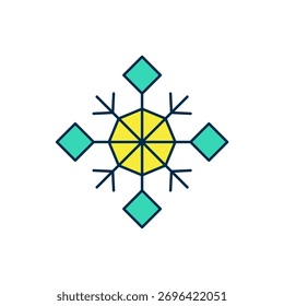 Esquema lleno Icono de copo de nieve aislado sobre fondo blanco. Felices Navidades y Feliz Año Nuevo.  Vector