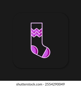 Filled outline Socks icon isolated on black background. Flat filled outline style with shadow. Vector