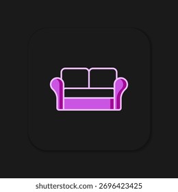 Gefüllter Umriss Sofa-Symbol einzeln auf schwarzem Hintergrund. Flach ausgefüllter Umrissstil mit Schatten. Vektorgrafik