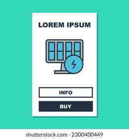 Filled outline Solar energy panel icon isolated on turquoise background.  Vector