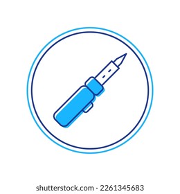 Filled outline Soldering iron icon isolated on white background.  Vector
