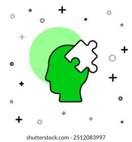 Solución al problema en el icono de la psicología aislado en el fondo blanco. Puzzle. Terapia para la salud mental.  Vector