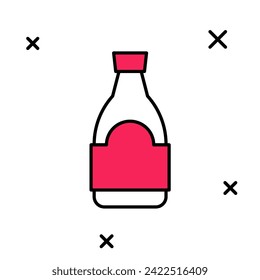 Filled outline Soy sauce bottle icon isolated on white background.  Vector