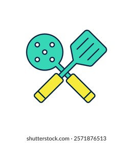 Filled outline Spatula icon isolated on white background. Kitchen spatula icon. BBQ spatula sign. Barbecue and grill tool.  Vector