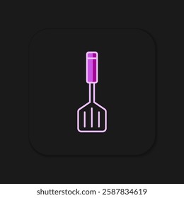 Filled outline Spatula icon isolated on black background. Kitchen spatula icon. BBQ spatula sign. Barbecue and grill tool. Flat filled outline style with shadow. Vector