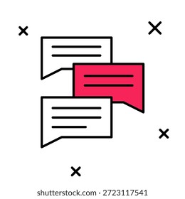 Gefüllte Kontur Sprechblasen-Chat-Symbol einzeln auf weißem Hintergrund. Nachrichtensymbol. Kommunikations- oder Kommentar-Chat-Symbol.  Vektorgrafik