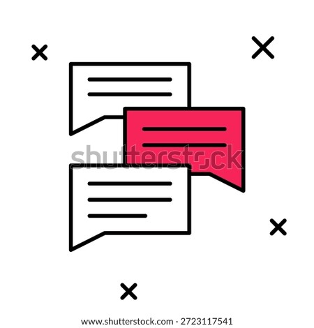 Filled outline Speech bubble chat icon isolated on white background. Message icon. Communication or comment chat symbol.  Vector