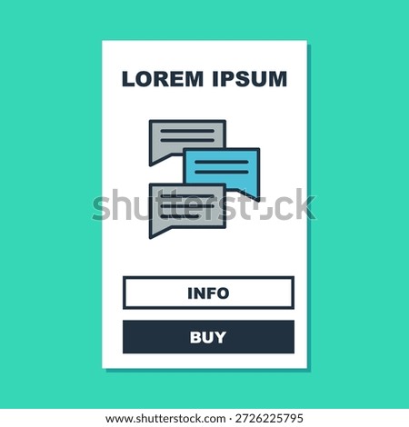 Filled outline Speech bubble chat icon isolated on turquoise background. Message icon. Communication or comment chat symbol.  Vector