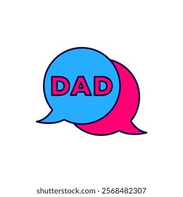 Filled outline Speech bubble dad icon isolated on white background. Happy fathers day.  Vector