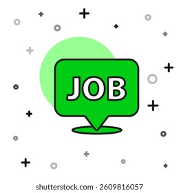 Filled outline Speech bubble with job icon isolated on white background. Recruitment or selection concept. Search for employees and job.  Vector