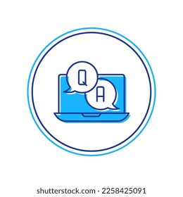 Filled outline Speech bubbles with Question and Answer icon isolated on white background. Q and A symbol. FAQ sign. Chat speech bubble and chart.  Vector