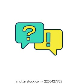 Filled outline Speech bubbles with Question and Answer icon isolated on white background. Q and A symbol. FAQ sign. Chat speech bubble and chart.  Vector