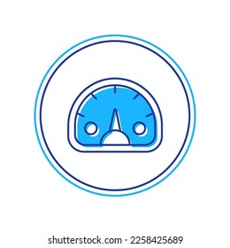 Umriss-Speedometer-Symbol einzeln auf weißem Hintergrund.  Vektorgrafik