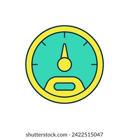 Filled outline Speedometer icon isolated on white background.  Vector