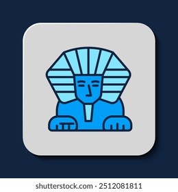 Filled outline Sphinx - mythical creature of ancient Egypt icon isolated on blue background.  Vector