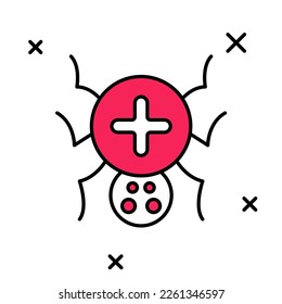 Filled outline Spider icon isolated on white background. Happy Halloween party.  Vector