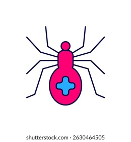 Filled outline Spider icon isolated on white background. Happy Halloween party.  Vector
