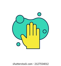 Filled outline Sponge icon isolated on white background. Wisp of bast for washing dishes. Cleaning service logo.  Vector