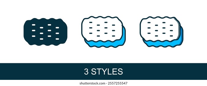 Filled outline Sponge icon isolated on white background. Wisp of bast for washing dishes. Cleaning service logo.  Vector