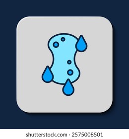 Filled outline Sponge icon isolated on blue background. Wisp of bast for washing dishes. Cleaning service logo.  Vector