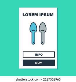 Filled outline Spoon icon isolated on turquoise background. Cooking utensil. Cutlery sign.  Vector