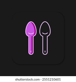 Filled outline Spoon icon isolated on black background. Cooking utensil. Cutlery sign. Flat filled outline style with shadow. Vector