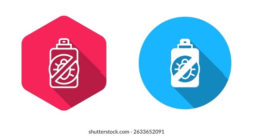 Filled and outline Spray against insects icon isolated with long shadow background.  Vector